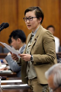 質問する池内さおり議員＝25日、衆院内閣委